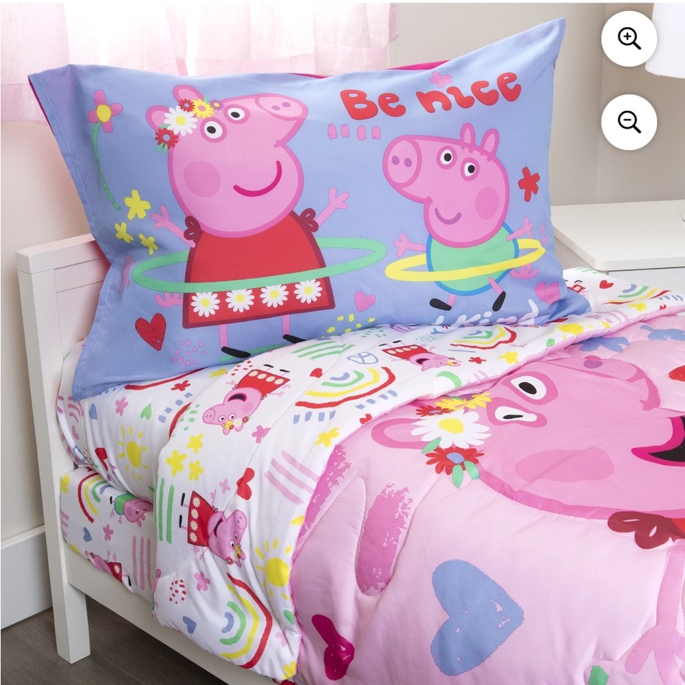 Peppa Pig Kids Bedding Set - comforter, pillowcase, bed sheet & fitted bedsheet